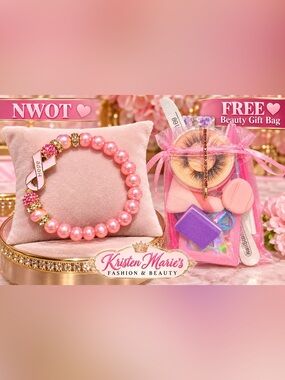 NWOT Pink Breast Cancer Awareness HOPE Bracelet & FREE Beauty Gift Bag